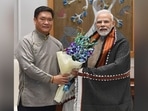 Arunachal Pradesh chief minister Pema Khandu with Prime Minister Narendra Modi. Arunachal Pradesh chief minister Pema Khandu with Prime Minister Narendra Modi.