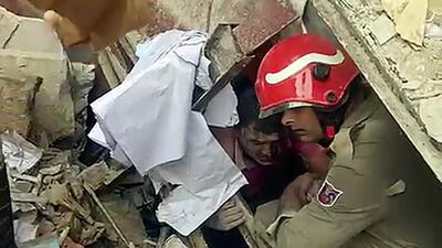 New Delhi, Sept 16 (ANI): A rescue operation underway after a house collapsed at Johripur Ext, in Delhi on Friday. (ANI Photo) (ANI)