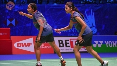 Treesa Jolly and Gayatri Gopichand compete at the All England Open Badminton Championships in Birmingham. (AP)