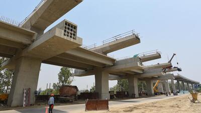 New Delhi, India - May 12, 2022: Construction work underway for the Pink line Metro extension project, at Burari, in New Delhi, India, on Thursday, May 12, 2022. (Photo by Sanchit Khanna/ Hindustan Times)**To go with Jasjeev's story** (Hindustan Times) New Delhi, India - May 12, 2022: Construction work underway for the Pink line Metro extension project, at Burari, in New Delhi, India, on Thursday, May 12, 2022. (Photo by Sanchit Khanna/ Hindustan Times)**To go with Jasjeev's story** (Hindustan Times)