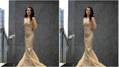 Radhika played muse to fashion designer dup Shantnu and Nikhil and picked a golden gown from the shelves of the designers. (Instagram/@radhikamadan)