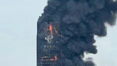 Image of the fire in China. (Twitter) Image of the fire in China. (Twitter)