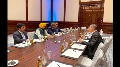 Berlin (Germany), Sept 16 (ANI): Punjab Chief Minister Bhagwant Mann in a meeting with German company Verbio group Founder and CEO Claus Sauter to explore future collaboration opportunities with the state in the renewable energy sector, on Friday. (ANI Photo) (ANI) Berlin (Germany), Sept 16 (ANI): Punjab Chief Minister Bhagwant Mann in a meeting with German company Verbio group Founder and CEO Claus Sauter to explore future collaboration opportunities with the state in the renewable energy sector, on Friday. (ANI Photo) (ANI)