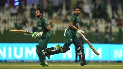Babar Azam (R) and Mohammad Rizwan have been criticised for their slow batting in T20Is (Getty) Babar Azam (R) and Mohammad Rizwan have been criticised for their slow batting in T20Is (Getty)