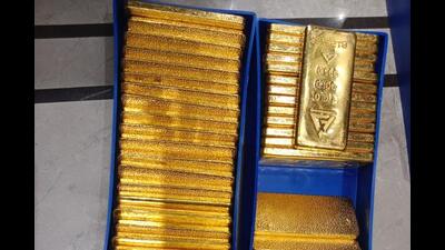 Nine gold biscuits weighing 1,050 grams valuing  ₹54,70,500 were found concealed in packets. (HT File Pic)