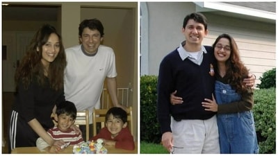 Madhuri Dixit with her family in US. Madhuri Dixit with her family in US.
