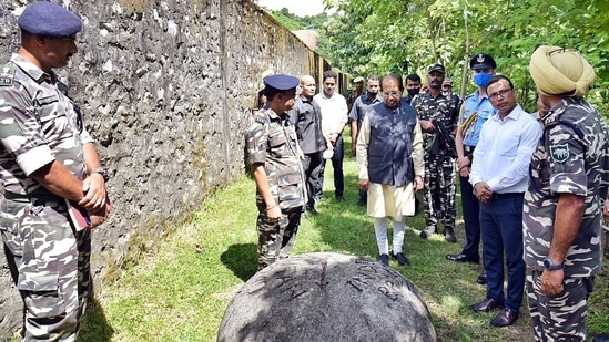 File image of Assam Governor Jagdish Mukhi visiting the Border Trade Centre at Darranga along the India-Bhutan border area, in Tamulpur district on Wednesday.&nbsp;(ANI Photo)