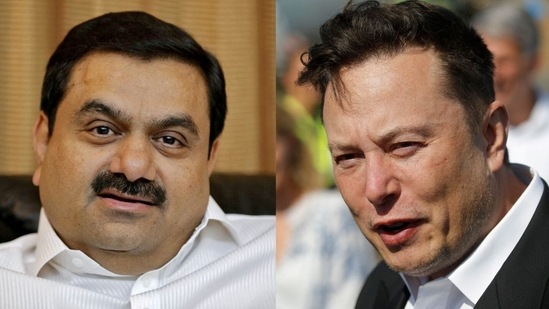 Gautam Adani and Elon Musk. Gautam Adani and Elon Musk.