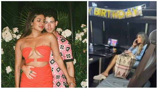 Priyanka Chopra and Nick Jonas boarded a private jet ahead of his 30th birthday celebrations.