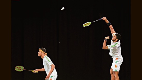 Winning against Australia at the Commonwealth Games in August. ‘I always know Chirag is right there... In doubles, you have a person supporting you all the time,” Rankireddy says. (Getty Images)