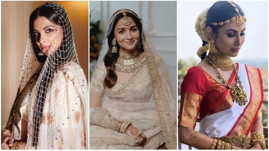 From Alia Bhatt to Mouni Roy, here are Bollywood divas who ditched red and slayed in ivory bridal dresses.(Instagram)