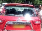 TRS leader Gosula Srinivas on Saturday alleged his car was vandalised during Amit Shah's public rally in Hyderabad. (ANI) TRS leader Gosula Srinivas on Saturday alleged his car was vandalised during Amit Shah's public rally in Hyderabad. (ANI)