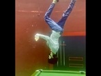 The image, taken from the viral video on Instagram, shows a man doing a Moonwalk upside-down underwater.(Instagram/@hydroman_333) The image, taken from the viral video on Instagram, shows a man doing a Moonwalk upside-down underwater.(Instagram/@hydroman_333)