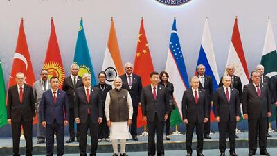 Shanghai Cooperation Organization (SCO leaders and others pose for a photograph in Samarkand, Uzbekistan, on Friday. (PTI) Shanghai Cooperation Organization (SCO leaders and others pose for a photograph in Samarkand, Uzbekistan, on Friday. (PTI)