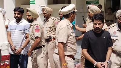 The two gangsters linked to Moose Wala’s shooting outside a Mansa court on Saturday. (HT Photo) The two gangsters linked to Moose Wala’s shooting outside a Mansa court on Saturday. (HT Photo)