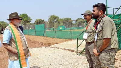 PM Modi said that the 'Project Cheetah', under which the BJP government at the Centre reintroduced big cats in the country with the support of Nambia, is the government's endeavour towards environment and wildlife conservation. (ANI/ PIB) PM Modi said that the 'Project Cheetah', under which the BJP government at the Centre reintroduced big cats in the country with the support of Nambia, is the government's endeavour towards environment and wildlife conservation. (ANI/ PIB)