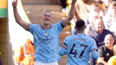 Manchester City's Erling Haaland celebrates (AP) Manchester City's Erling Haaland celebrates (AP)