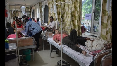 For days, wards of most government hospitals in Panchkula are fully occupied with patients complaining of similar symptoms, including fever, body ache and low platelet count. (Sant Arora/HT)