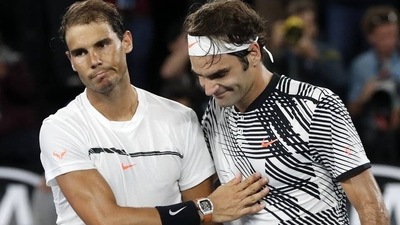 Rafael Nadal with Roger Federer