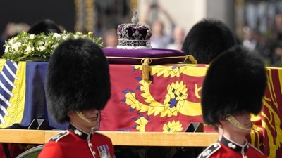 The Queen’s state funeral will take place at Westminster Abbey on Monday. (AP)