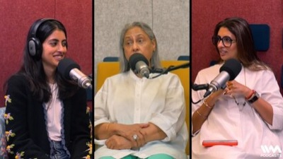 Navya Naveli Nanda, Jaya Bachchan, Shweta Bachchan Nanda in trailer of podcast What The Hell Navya. Navya Naveli Nanda, Jaya Bachchan, Shweta Bachchan Nanda in trailer of podcast What The Hell Navya.