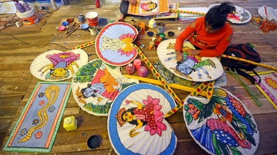 Preparations underway for the upcoming Durga Puja festival, at Bhawanipur 75 Palli, in Kolkata.(ANI)