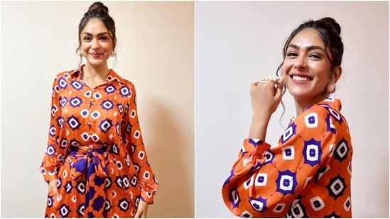 Mrunal Thakur is on a spree of sharing snippets from her fashion diaries. The actor, a day back, shared a slew of pictures of herself looking gorgeous as ever in a stunning casual ensemble. Mrunal picked a bright jumpsuit and merged style and comfort effortlessly. Take a look at her pictures here.(Instagram/@mrunalthakur)