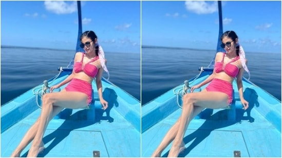 Mouni chose to go out for a day with the sun and the sea in a pink bikini.(Instagram/@imouniroy)