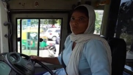 Meet this woman DTC bus driver who didn’t know how to ride cycle till recently(Twitter/@TransportDelhi)