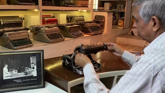 Rajesh Sharma started the ‘typewriter museum’ ten years ago and has managed to exhibit nearly 450 typewriters from America, England, among other countries.(ANI)