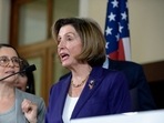 Armenia- Azerbaijan Conflict: US House Speaker Nancy Pelosi holds a press conference in the Parliament in Yerevan.(AFP) Armenia- Azerbaijan Conflict: US House Speaker Nancy Pelosi holds a press conference in the Parliament in Yerevan.(AFP)