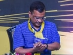Delhi chief minister Arvind Kejriwal during the 'Rashtriya Jan Pratinidhi Sammelan', at Indira Gandhi Indoor Stadium in New Delhi, Sunday, Sept. 18.(PTI) Delhi chief minister Arvind Kejriwal during the 'Rashtriya Jan Pratinidhi Sammelan', at Indira Gandhi Indoor Stadium in New Delhi, Sunday, Sept. 18.(PTI)