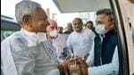 Bihar chief minister Nitish Kumar greets Samajwadi Party national Akhilesh Yadav in New Delhi on September 6. (PTI PHOTO) Bihar chief minister Nitish Kumar greets Samajwadi Party national Akhilesh Yadav in New Delhi on September 6. (PTI PHOTO)