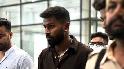 Hardik Pandya snapped as he arrives in Mohali for the T20Is against Australia. (Punjab Cricket Association) Hardik Pandya snapped as he arrives in Mohali for the T20Is against Australia. (Punjab Cricket Association)