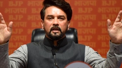 Union minister Anurag Thakur trained guns on the Uddhav Thackeray party. (HT File Photo/Amal KS)