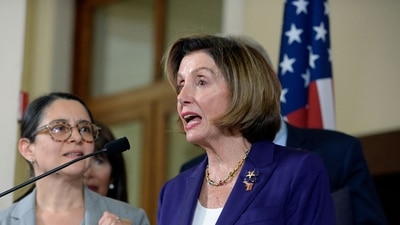 Armenia- Azerbaijan Conflict: US House Speaker Nancy Pelosi holds a press conference in the Parliament in Yerevan. (AFP)