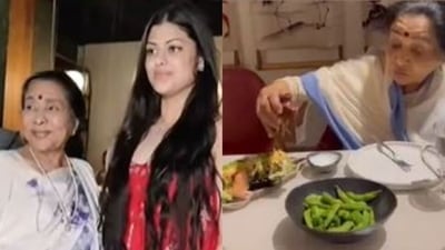 Asha Bhosle and her granddaughter Zanai Bhosle went for dinner at a Japanese restaurant. Asha Bhosle and her granddaughter Zanai Bhosle went for dinner at a Japanese restaurant.