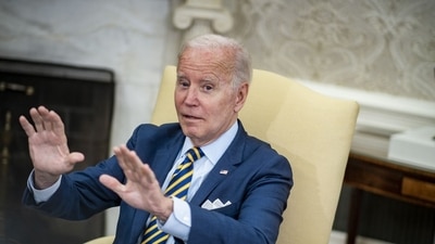 US President Joe Biden meets with Cyril Ramaphosa, South Africa's president, not pictured, in the Oval Office of the White House in Washington, D.C., US, on Friday, Sept. 16, 2022. John Kerry, the US's special presidential envoy for climate, yesterday said progress in completing an $8.5 billion financing deal to help South Africa shift to cleaner energy is dependent on Ramaphosa. Photographer: Pete Marovich/The New York Times/Bloomberg (Bloomberg)