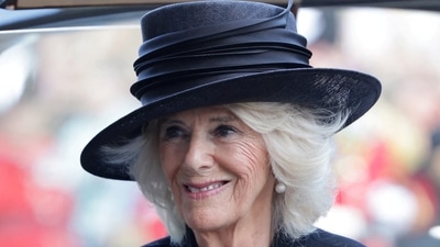 Camilla, Queen Consort arrives at Cardiff Castle with King Charles III. (Reuters)