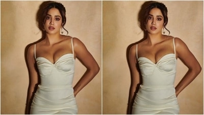 Styled by fashion stylist Chandini Whabi, Janhvi wore her tresses into a messy bun with a few strands left free around her face. (Instagram/@janhvikapoor)