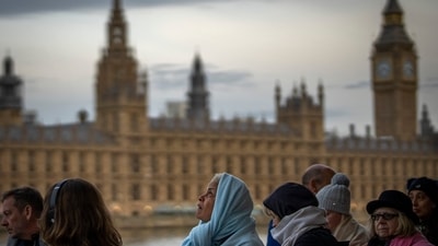 Queen Elizabeth II Funeral: People queue to pay their respect to the late Queen Elizabeth II during the Lying-in-state. (AP)