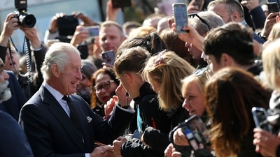 Britain's King Charles III greeting supporters and well-wishers&nbsp; (AFP)