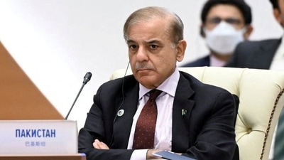 Pakistani Prime Minister Shehbaz Sharif attends an extended-format meeting of heads of the Shanghai Cooperation Organization (SCO). (Reuters)