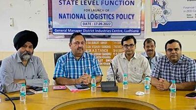 Officials during state-level meet in Ludhiana on the launch of National Logistics Policy . (Harvinder Singh/HT)