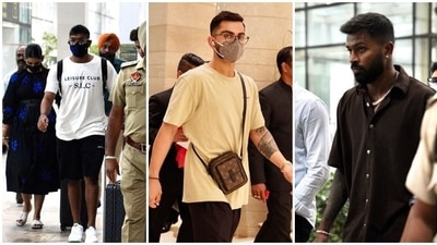 Team India stars (L-R) Jasprit Bumrah, Virat Kohli, and Hardik Pandya arrive in Mohali for the upcoming T20I against Australia, which will be played on Tuesday. (Punjab Cricket Association) Team India stars (L-R) Jasprit Bumrah, Virat Kohli, and Hardik Pandya arrive in Mohali for the upcoming T20I against Australia, which will be played on Tuesday. (Punjab Cricket Association)