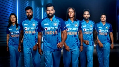 India men's and women's players don the new kit (Twitter/BCCI) India men's and women's players don the new kit (Twitter/BCCI)