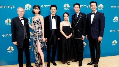 The team of Squid Games at Emmy Awards 2022. Director Hwang Dong-hyuk was disappointed at losing Emmy for best drama to Succession. (REUTERS)
