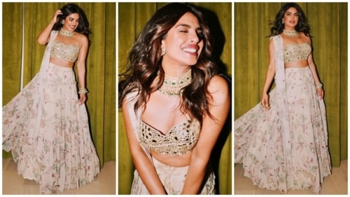 Priyanka Chopra's heavy gold choker necklace with matching earrings is a perfect jewellery inspiration for festive season. (Instagram/@priyankachopra) Priyanka Chopra's heavy gold choker necklace with matching earrings is a perfect jewellery inspiration for festive season. (Instagram/@priyankachopra)