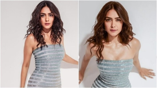 Mrunal Thakur, in a silver dress, is the ‘silver lining’ herself(Instagram/@mrunalthakur)