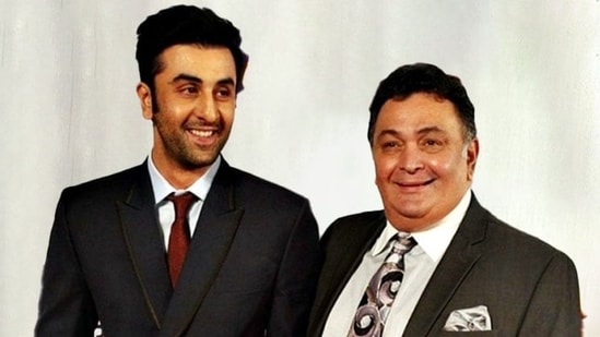 Ranbir Kapoor with father Rishi Kapoor at a film event.
